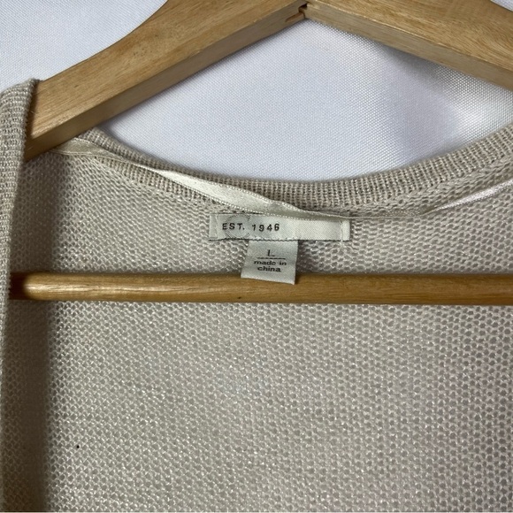 Cato Beige Open Knit Lightweight Open Front Tunic Length Cardigan Sweater L - Picture 4 of 5